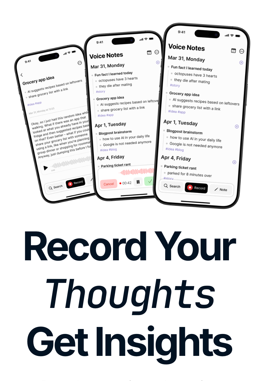 Voice Notes - Record, summarize and organize your thoughts with AI